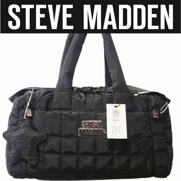 Steve Madden BAria Quilted Weekender Bag- Black - Picture 1 of 9